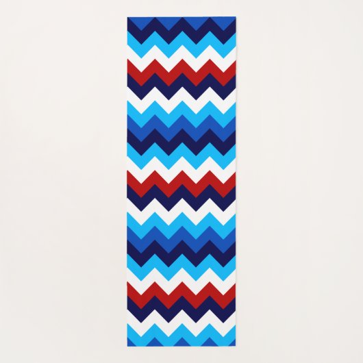Cool Rood Wit Blauw Chevrons Monogram Yoga Mat (Achterkant)