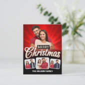 Cool Rood, Zwart Vrolijk Kerstmis 4 Paar Foto Feestdagenkaart (Staand voorkant)