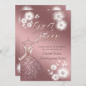 Cool Roos gouden jurk parel bloemenzoet zestien Kaart (Voorkant / Achterkant)