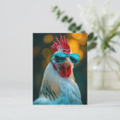 Cool Rooster Blauwe Zonnebril Briefkaart (Staand voorkant)