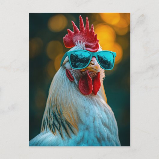 Cool Rooster Blauwe Zonnebril Briefkaart (Voorkant)