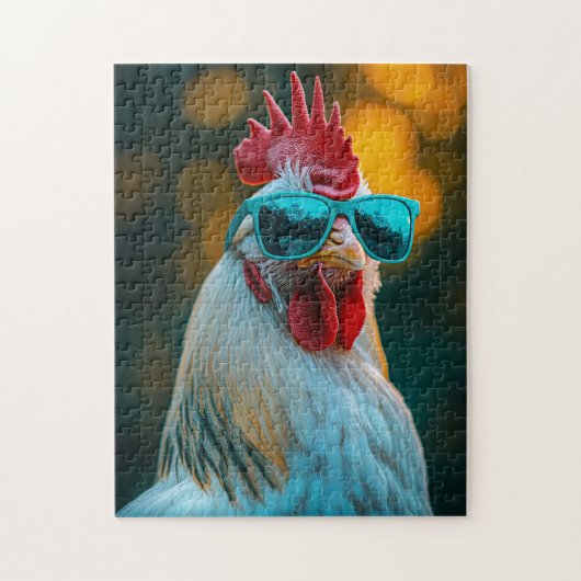 Cool Rooster Blauwe Zonnebril Legpuzzel (Verticaal)