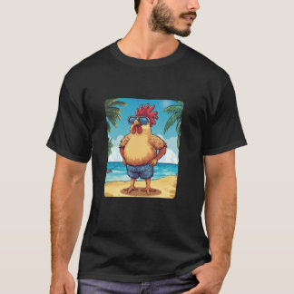 Cool Rooster in badpak en zonnebril kostuum T-shirt