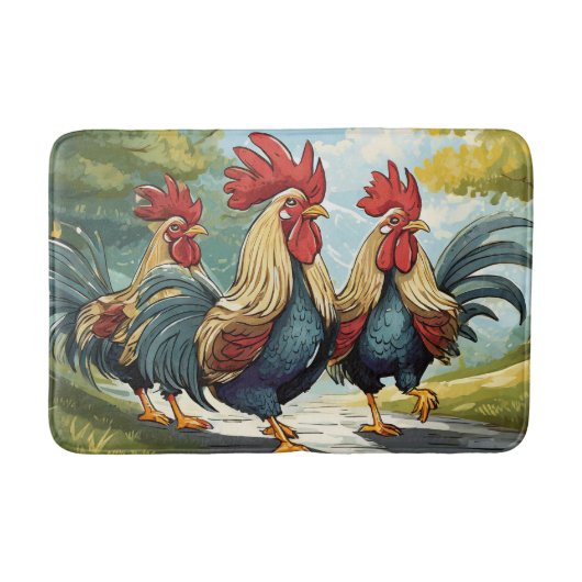 Cool Roosters Badmat! Badmat (Voorkant)