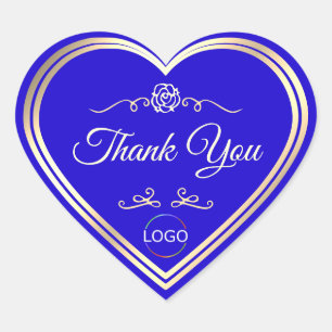 Cool Royal Blue met gouden Lijst en Logo Dank u Hart Sticker