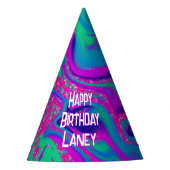 Cool Roze Blauwgroen Glitter Meisje Verjaardag Sli Feesthoedjes (Voorkant)