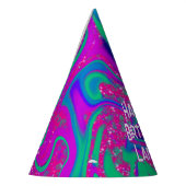 Cool Roze Blauwgroen Glitter Meisje Verjaardag Sli Feesthoedjes (Links)