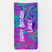 Cool Roze Blauwgroen Glitter Meisje Verjaardag Sli Spandoek (Verticaal)