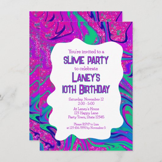 Cool Roze Blauwgroen Glitter Meisjes Verjaardag Sl Kaart (Voorkant / Achterkant)