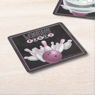 Cool Roze Bowling Party Onderzetters