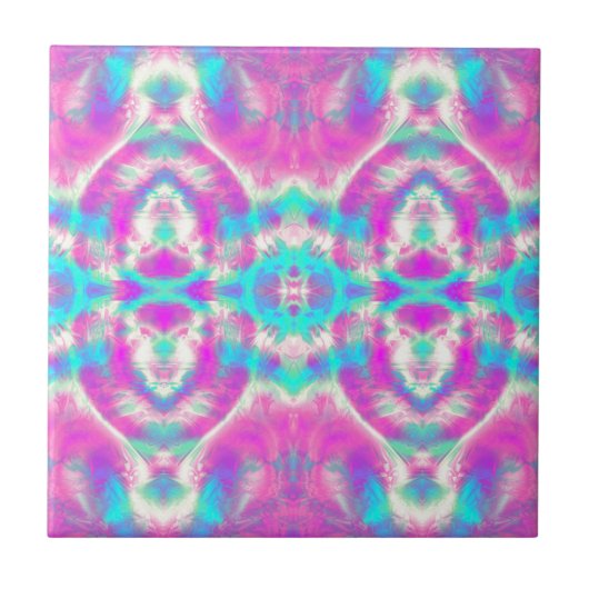 COOL Roze en Blauw Patroon Tegeltje (Voorkant)