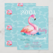 Cool roze flamingo's zwembad zomer verjaardag kaart (Voorkant / Achterkant)