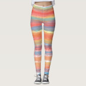 Cool Roze Geel Blauw Strepen Leggings (Voorkant)