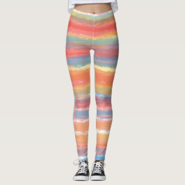 Cool Roze Geel Blauw Strepen Leggings
