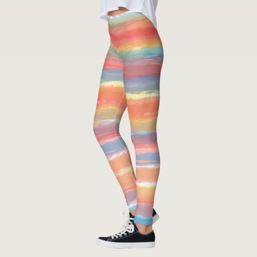 Cool Roze Geel Blauw Strepen Leggings (Links)