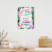 Cool roze Girl Dinosaur - verjaardag welkom T-Rex Poster (Keuken)