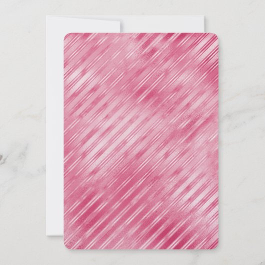 Cool Roze Glam Stripes Bruiloft Kaart (Achterkant)