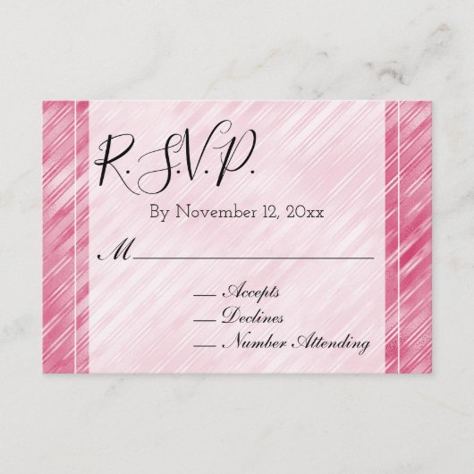 Cool Roze Glam Stripes Bruiloft RSVP Informatiekaartje (Voorkant)