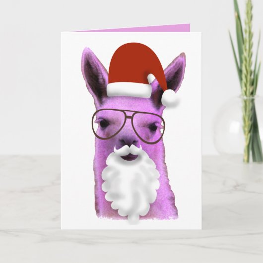 Cool Roze Kerst Lama! Kerstkaart Kaart (Voorkant)