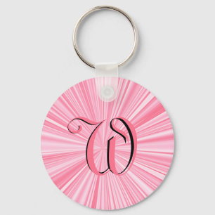 Cool Roze kleur Burst Monogram Initiaal Aangepast Sleutelhanger