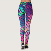 Cool roze kleurrijke zeemeermin staart schalen pat leggings (Achterkant)