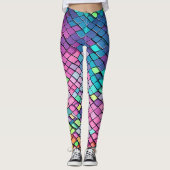 Cool roze kleurrijke zeemeermin staart schalen pat leggings (Voorkant)