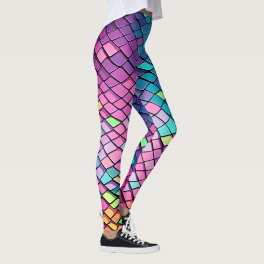 Cool roze kleurrijke zeemeermin staart schalen pat leggings (Rechts)