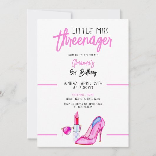 Cool Roze Make-up Thema Girly Derde Verjaardag Kaart (Voorkant)