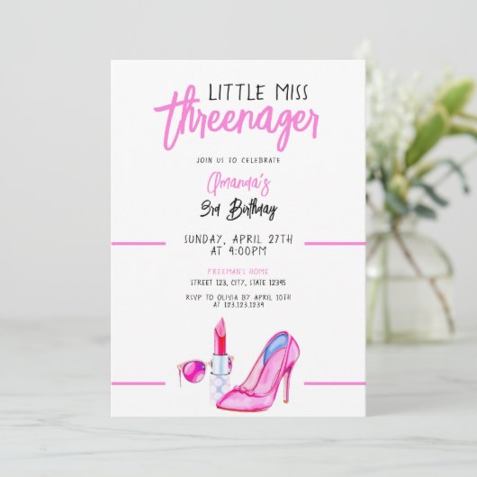 Cool Roze Make-up Thema Girly Derde Verjaardag Kaart (Staand voorkant)