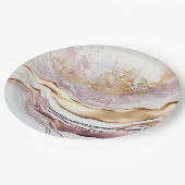 Cool Roze Marmeren Steen Goud Papieren Bordje (Gekanteld)