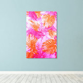Cool  Roze Oranje Indiaas Floral Patroon Canvas Afdruk (Insitu (Houten vloer))