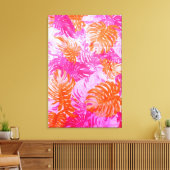 Cool  Roze Oranje Indiaas Floral Patroon Canvas Afdruk (Insitu (Woonkamer))
