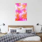 Cool  Roze Oranje Indiaas Floral Patroon Canvas Afdruk (Insitu (Slaapkamer))