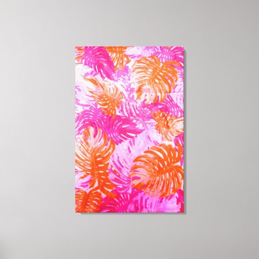 Cool  Roze Oranje Indiaas Floral Patroon Canvas Afdruk (Voorkant)
