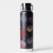 Cool roze rood geel wit Zinnia bloem kunst print Waterfles (Achterkant)