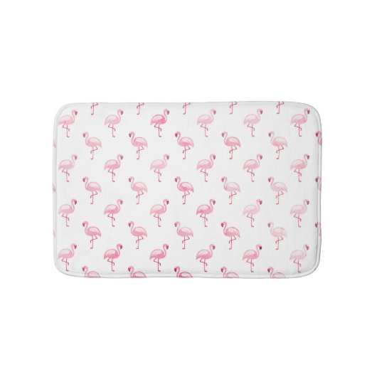 Cool Roze Tropisch Flamingo patroon op Wit Badmat (Voorkant)