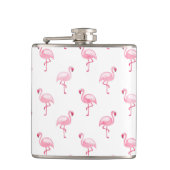 Cool Roze Tropisch Flamingo patroon op Wit Heupfles (Voorkant)