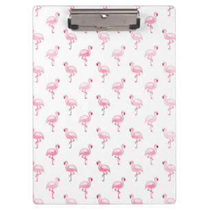 Cool Roze Tropisch Flamingo patroon op Wit Klembord