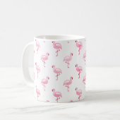 Cool Roze Tropisch Flamingo patroon op Wit Koffiemok (Voorkant links)