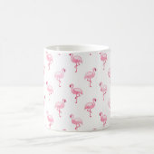 Cool Roze Tropisch Flamingo patroon op Wit Koffiemok (Center)