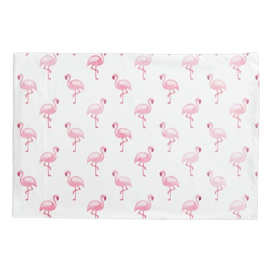 Cool Roze Tropisch Flamingo patroon op Wit Kussensloop (Achterkant)