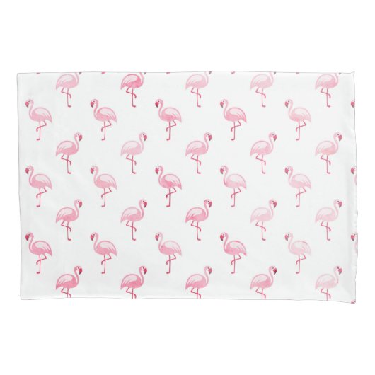 Cool Roze Tropisch Flamingo patroon op Wit Kussensloop (Voorkant)