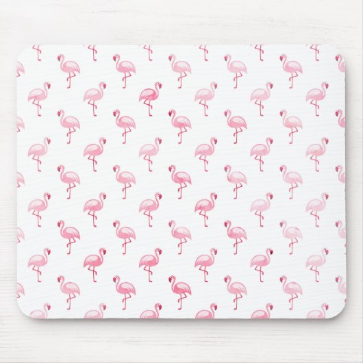 Cool Roze Tropisch Flamingo patroon op Wit Muismat (Voorkant)