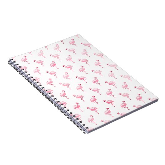 Cool Roze Tropisch Flamingo patroon op Wit Notitieboek (Rechterzijde)