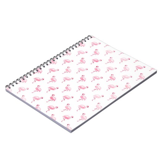 Cool Roze Tropisch Flamingo patroon op Wit Notitieboek (Linkerzijde)