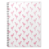 Cool Roze Tropisch Flamingo patroon op Wit Notitieboek (Voorkant)