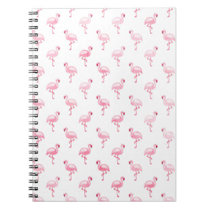 Cool Roze Tropisch Flamingo patroon op Wit Notitieboek