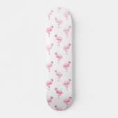 Cool Roze Tropisch Flamingo patroon op Wit Persoonlijk Skateboard (Voorkant)