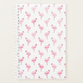 Cool Roze Tropisch Flamingo patroon op Wit Planner (Voorkant)