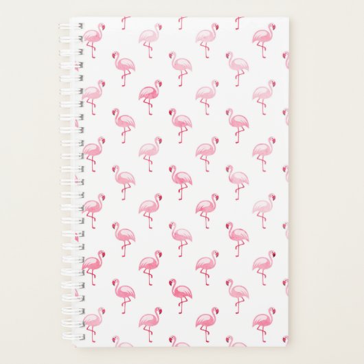Cool Roze Tropisch Flamingo patroon op Wit Planner (Voorkant)